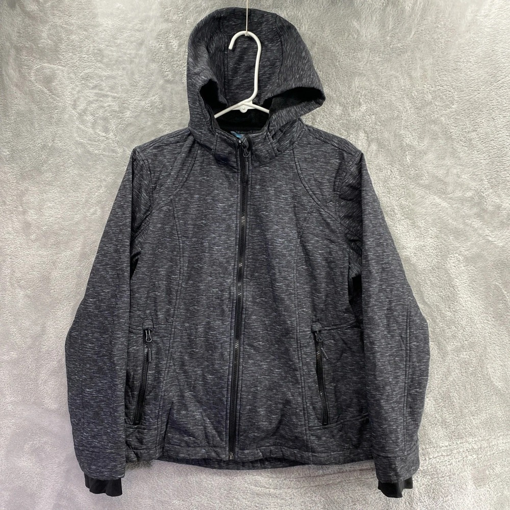 Free Country Charcoal High Pile Fleece Hoodie Jacket Women's L Full Zip